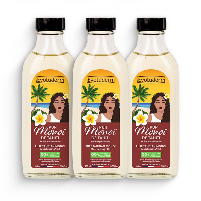 Lot de 3 Pur Monoï de Tahiti Huile Hydratante