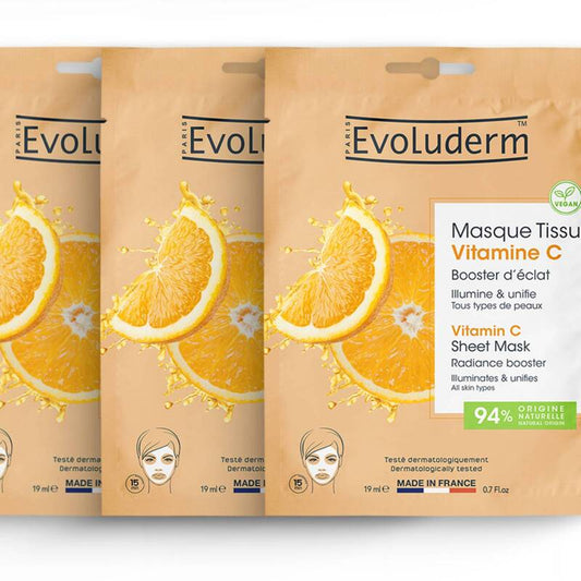Lot de 3 Masques Tissu Vitamine C Booster d’éclat