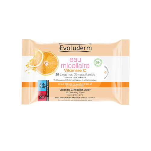 25 Lingettes Démaquillantes Eau Micellaire Vitamine C