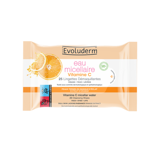 25 Lingettes Démaquillantes Eau Micellaire Vitamine C